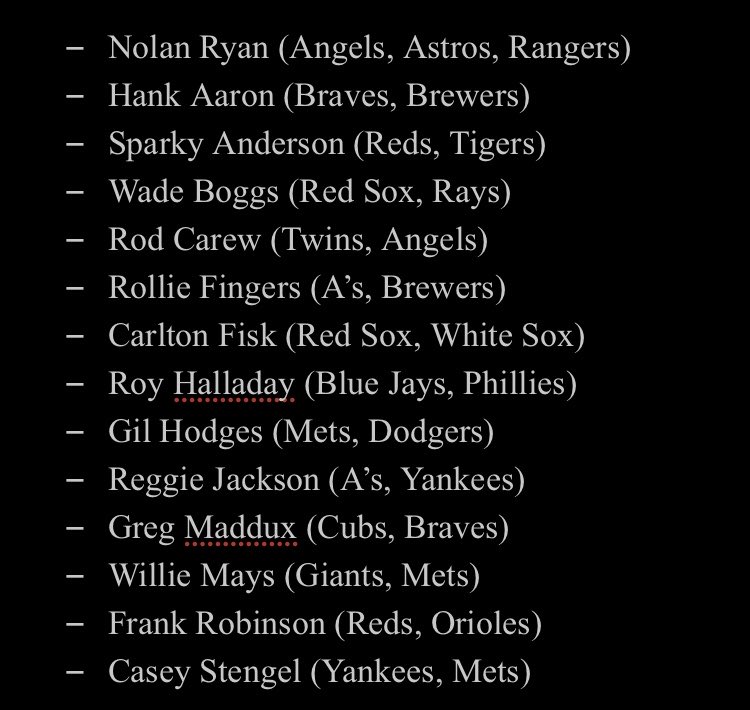 Mike teevan on twitter a corrected list adding hall of famers roy
