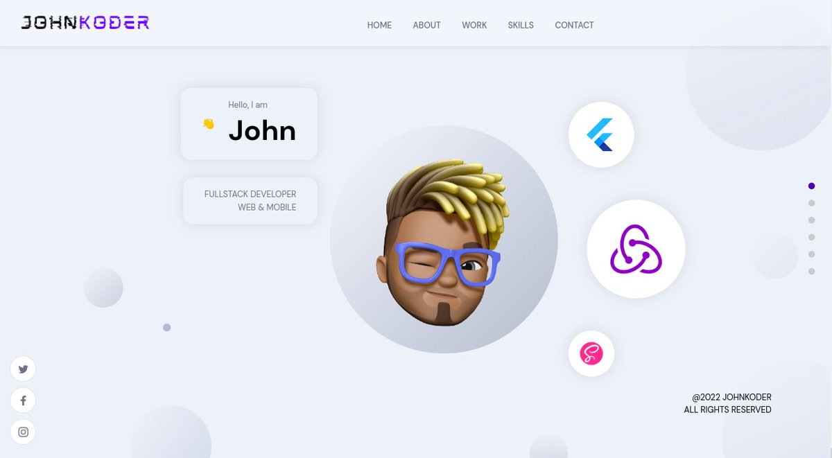 johnkoder's tweet image. Finally, I have built my portfolio,
check it out here.
johnkoder.vercel.app
No CSS libraries whatsoever!
Built with Reactjs & Sanity cms.
#Reactjs #javascriptmastery #FrontEndDeveloper #portfolio