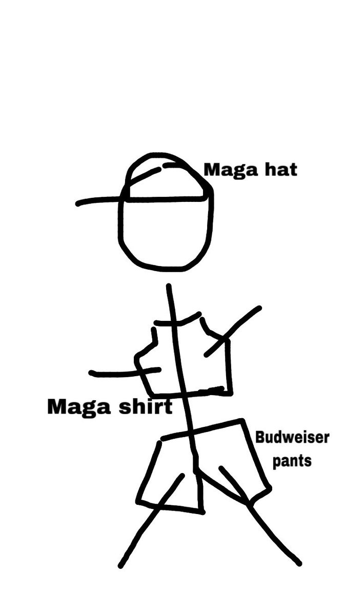 dentman_dotcom's tweet photo. My Brother: “omg ew that man is wearing a maga hat, a maga shirt, and maga pants”
•
The Man in question: https://t.co/RWpeVw8T0z