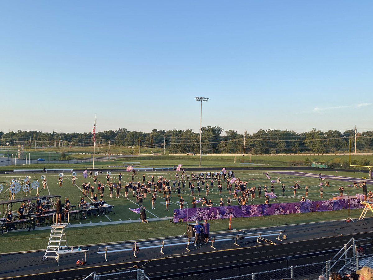 The first flags fly on the field to preview Revolution <a href="/cchsbandofpride/">Campbell County Band of Pride</a>
