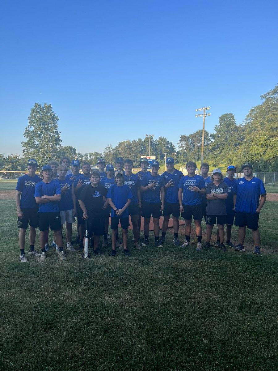 Long day but very proud of these guys! First our pancake breakfast this morning, then put on a camp at Karns Little League, and got to end the day with a cookout and wiffle ball game! Congratulations to the Spikes lead by Riley, Joey and Tyler with a 16-3 WIN!