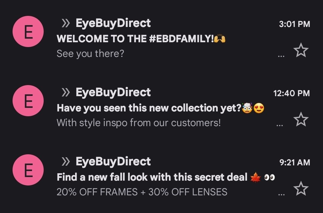 DKhabinsky's tweet photo. @Eyebuydirect - please stop the spam emails. I've changed my settings on your site twice now. https://t.co/JziyizYv2T