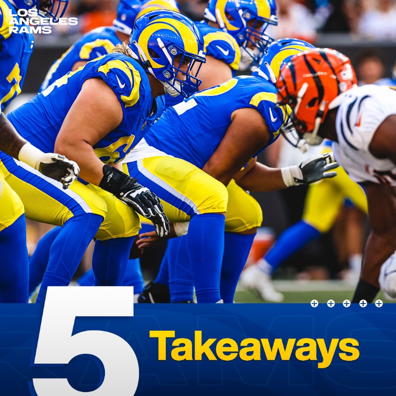 RamsNFL's tweet photo. 🔹 McCutcheon continues to shine
🔹 Garrett sees first action of the preseason
🔹 Snyder gets reps at right guard
🔹 More from Cincinnati ⤵️