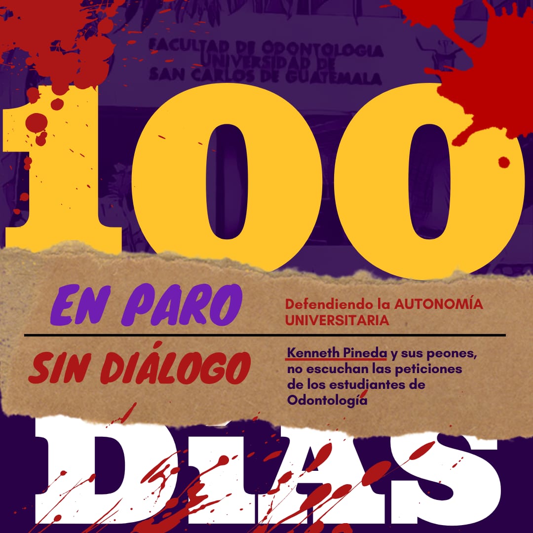 Comite_Odonto's tweet photo. 100 DÍAS EN PARO Y EN DIGNA RESISTENCIA.

Los estudiantes de la Facultad de Odontología, unidos para rescatar a FOUSAC, porque sólo recuperando su HONOR, ÉTICA Y HONESTIDAD, podremos Defender la Autonomía Universitaria y y por ende, rescatar a la USAC.

✊✊🏻✊🏼✊🏽✊🏾✊🏾✊🏿🦷💜 https://t.co/HVAnYYgnxN
