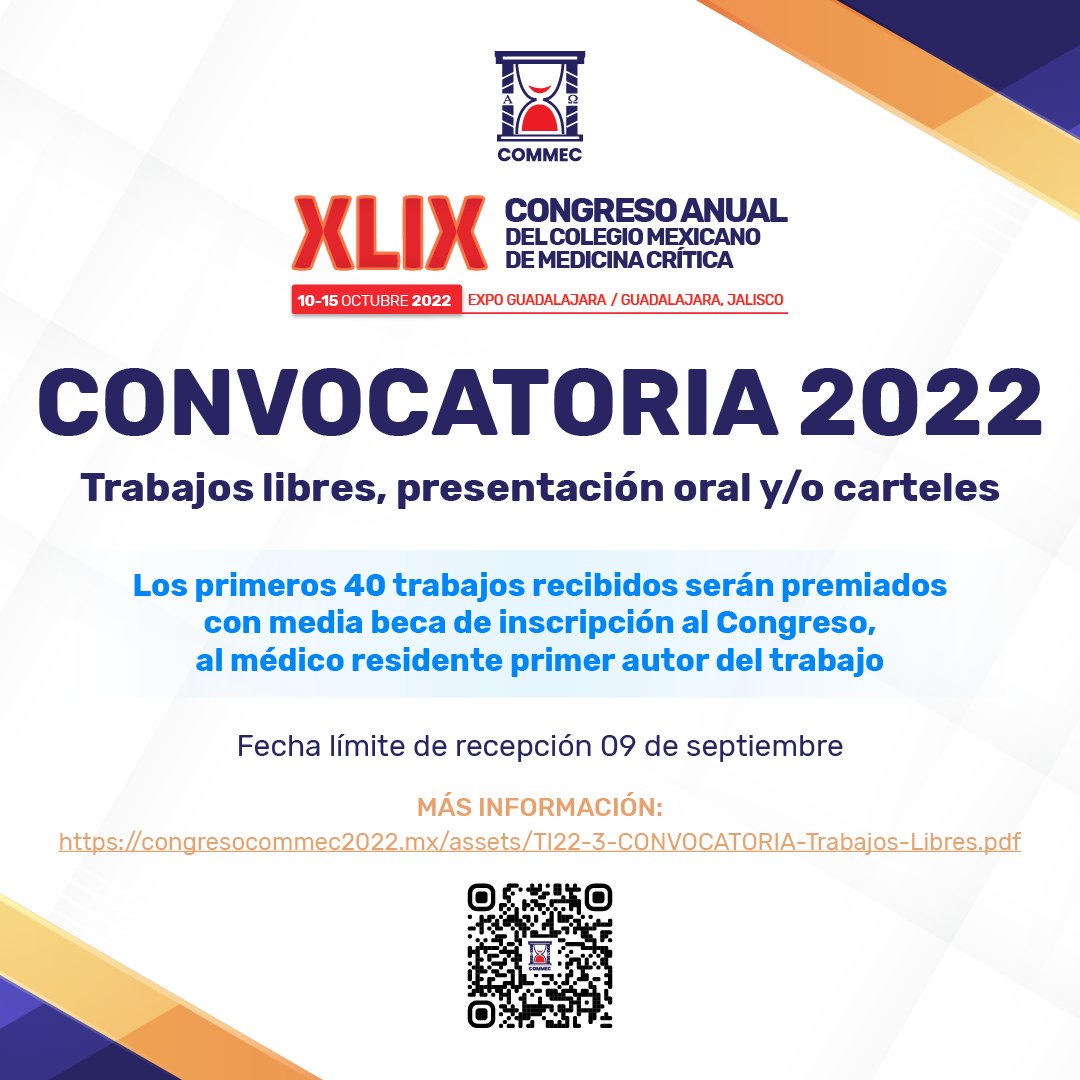 CommecOficial's tweet photo. COMMEC te invita a participar en la Convocatoria 2022 de Trabajos libres presentación oral y/o carteles
👇👇👇👇👇👇
Más información:
https://t.co/zlyplpI33p https://t.co/q7bA5L5N4Q