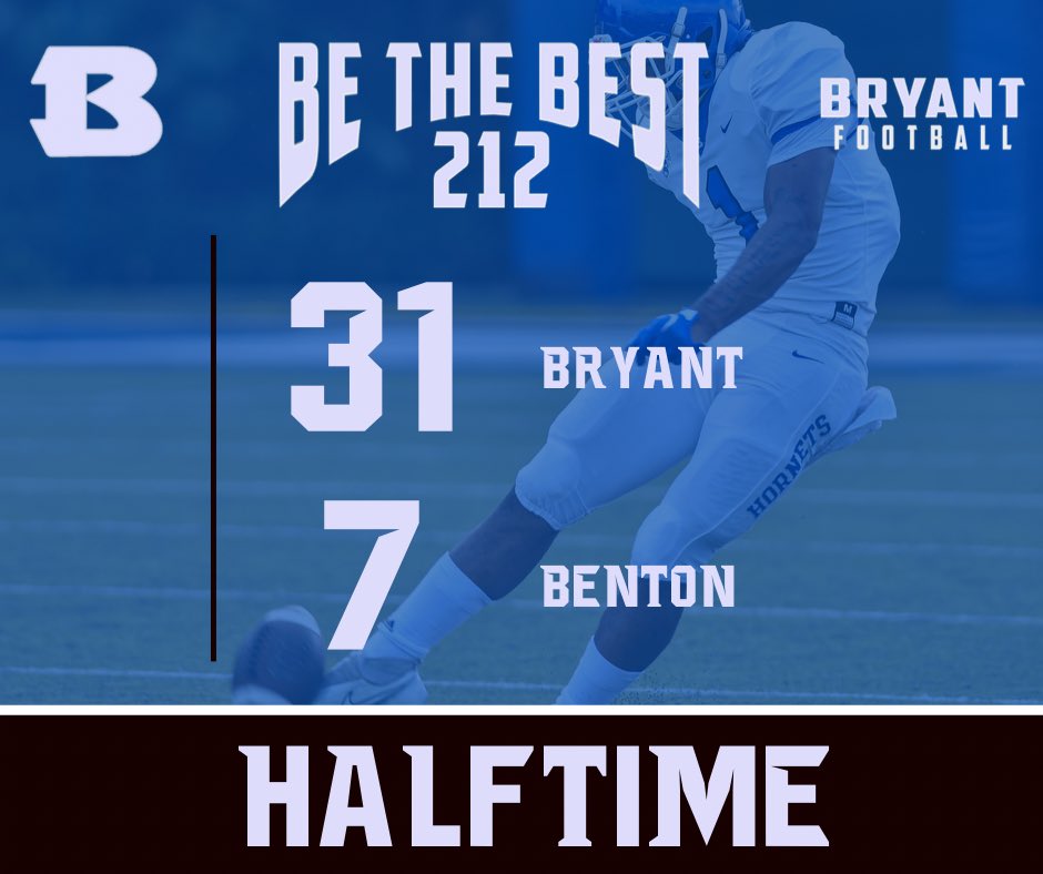 BryantHornet212's tweet photo. At the half!
#bryanthornets #bryanthornetsfootball #GameDay #Be212 #saltintherock #SaltBowl2022 #FinishWhereWeStarted #DriveForFive๐๐๐๐๐ https://t.co/a90le99HLI