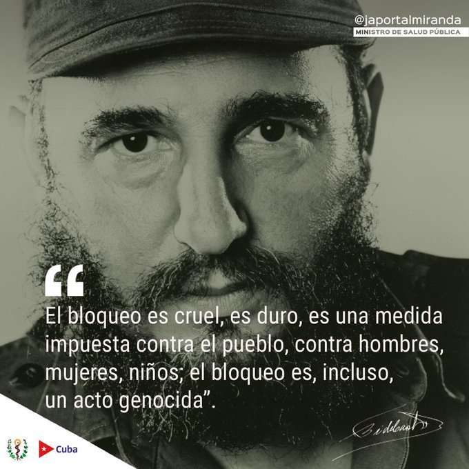 Ronald1969HT's tweet photo. Es verdaderamente indignante pretender presionar e intimidar a Cuba con esas medidas. Cuba, país pequeño, asediado y bloqueado, no sólo ha sido capaz de sobrevivir, sino también de ayudar a muchos países del Tercer Mundo, explotados durante siglos por metrópolis europeas https://t.co/EgZv60qDWt