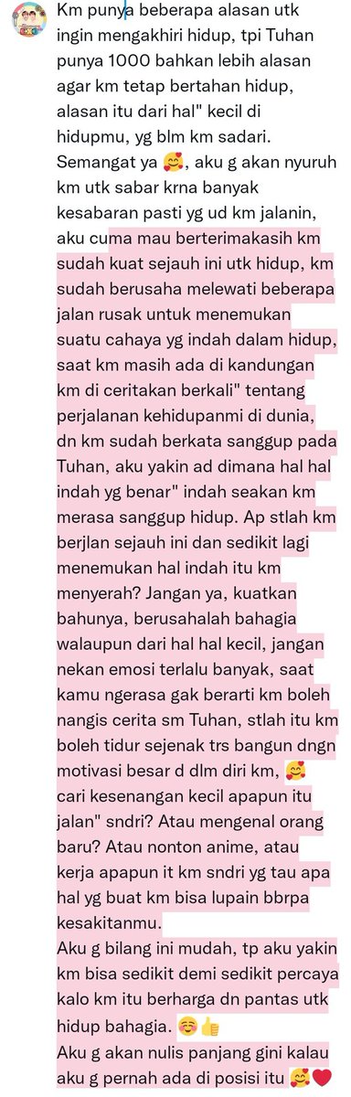 Chanforbaekh's tweet photo. @PucekBabyboo @brokenbitchisme @Askrlfess Km berhak hidup dan bahagia selagi km mau 🥰, jangan terlalu percaya manusia lain bukan berarti km tdk boleh membuka hati utk berteman dg manusia lainnya,krn bnyak kesakitan yg kita mulai dr mempercayai org lain melebihi percya pda diri sndri, pdhal motivasi bsar ad pd diri sndri https://t.co/72q0ThrQu0