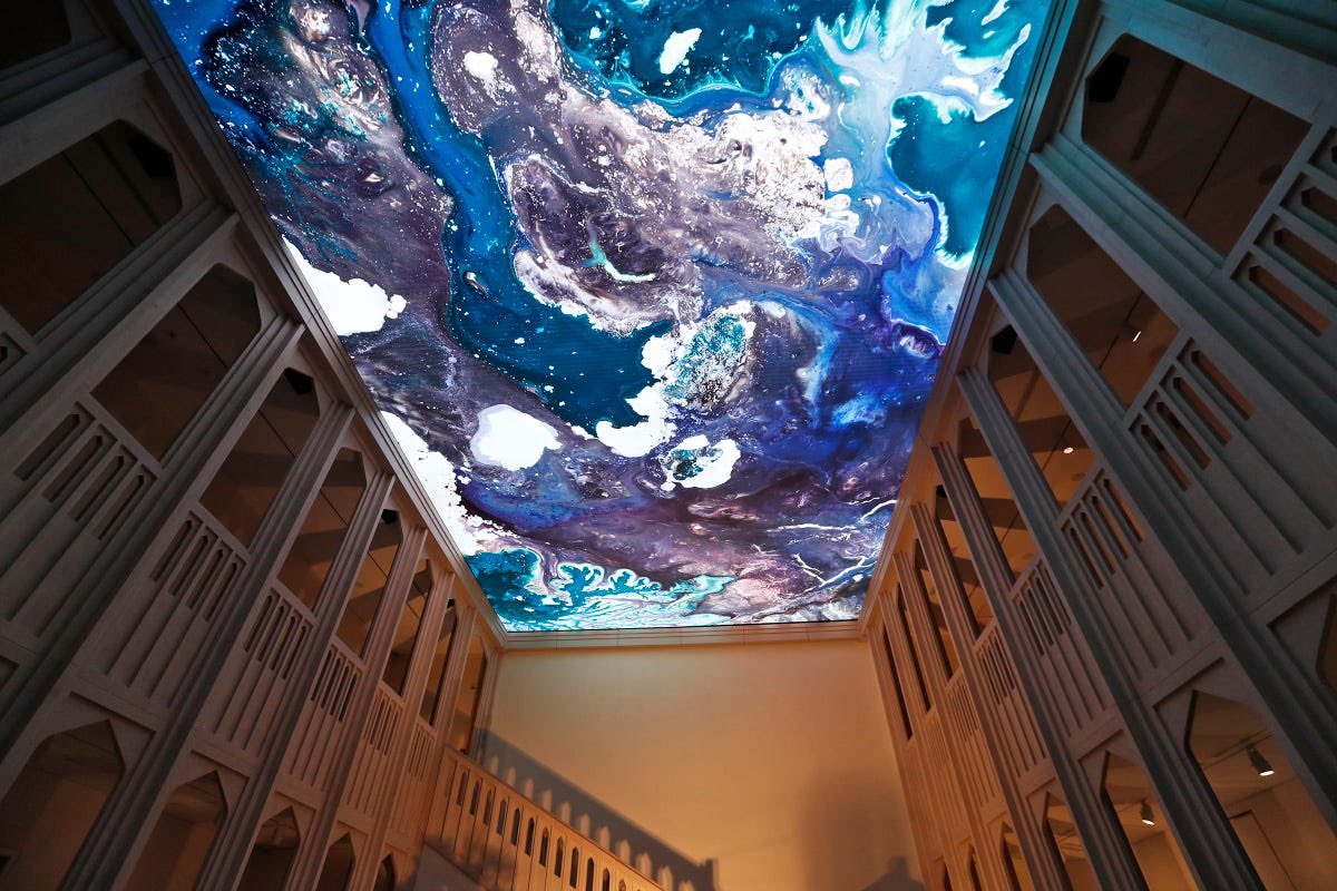 kmacclin's tweet photo. Exploring the Newfields Museum, and seeing the sky in technicolor. Highly recommend the new “Reimagined Clowes Pavilion”. https://t.co/BdRyNsFgNL