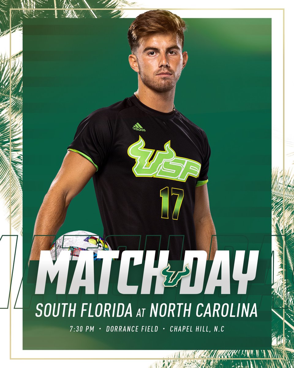 USFMSOC's tweet photo. It's our first road match of the year and it's a big one‼️

🆚 No. 24 North Carolina
🕖 7:30 p.m.
📍 Chapel Hill, N.C.
🏟️ Dorrance Field
💻 @ACCNetworkExtra (https://t.co/Iilos7Avit)

#HornsUp🤘 #Bullieve https://t.co/KYOOKuTo0Q