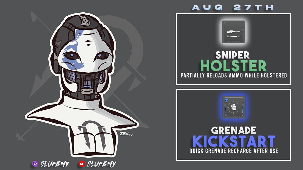 FemyOlu's tweet photo. Daily Ada-1 mods (27/8/22)
Pick up grenade kickstart from Ada-1 guys. solid mod for grenade builds
#NewLight
#Destiny2
#DestinyBuilds
#DestinyNews
#DestinyArt https://t.co/q2x8yKeH6G