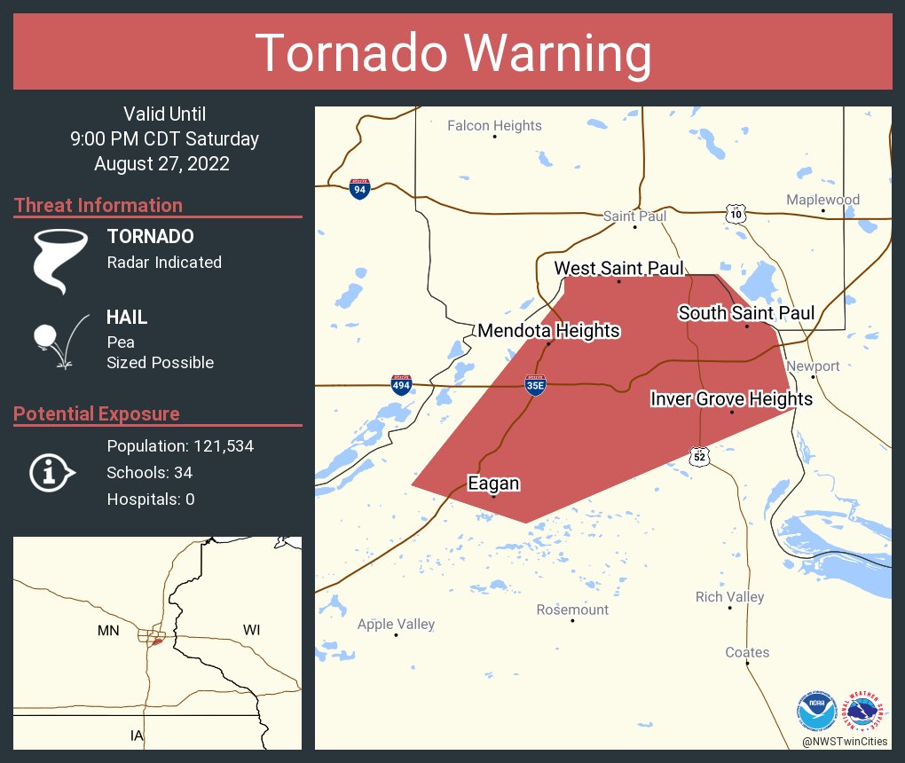 NWS Tornado on Twitter "Tornado Warning continues for Eagan MN, Inver