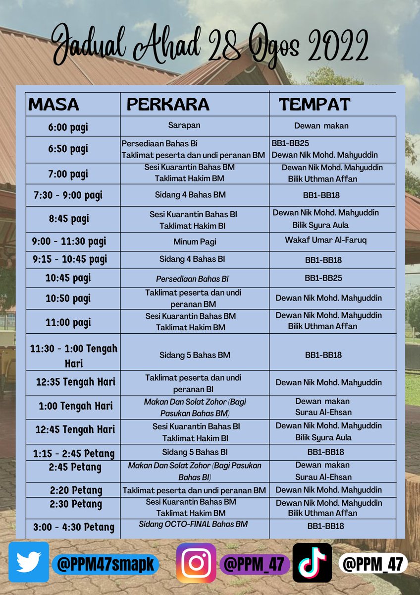 PPM47Smapk's tweet photo. Aturcara Untuk Hari Ahad (1) https://t.co/6g3BlEsJQP