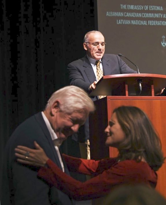 Bob Rae (@bobrae48) on Twitter photo With <a href="/cafreeland/">Chrystia Freeland</a> and <a href="/Kasparov63/">Garry Kasparov</a> - Chrystia is a woman of valour, a daughter, a sister, a wife and mother. She will endure attacks, but they cheapen all our lives and politics. Shame on those who have lost all sense of dignity and civility. #TheyWillNotPrevail With <a href="/cafreeland/">Chrystia Freeland</a> and <a href="/Kasparov63/">Garry Kasparov</a> - Chrystia is a woman of valour, a daughter, a sister, a wife and mother. She will endure attacks, but they cheapen all our lives and politics. Shame on those who have lost all sense of dignity and civility. #TheyWillNotPrevail