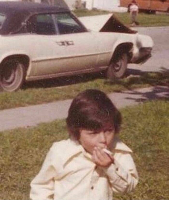 A young boy lights up one last cigarette before facing the repercussions for breaking into his father's automobile and crashing it. 1974