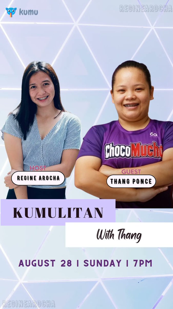 ReginationOFC's tweet photo. KUMULITAN live with @ponce_thang on kumu at 7pm💜 

Don't forget to drop the 50 Bantay 1, 50 Bantay 2, 50 Bantay 3 and 50 Bantay 4.

Follow ate @reginearocha13 on her kumu account:  
https://t.co/HWDzi24itY 
https://t.co/HWDzi24itY https://t.co/1eSauZbccs