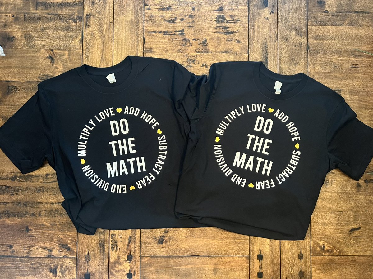 MSFloresMath's tweet photo. We’re official… Thanks #twoglitzygirls for making our Math Department Shirts 
#familybusiness #jonesms #math https://t.co/QScgY9qJDS