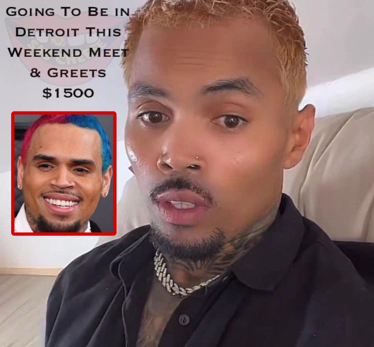 SaycheeseDGTL's tweet photo. Chris Brown lookalike charging $1500 in Detroit for “Meet &amp; Greets” https://t.co/XQwiq0PEkD
