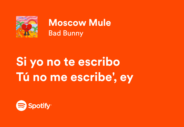 SpotifyFrasess's tweet photo. Moscow Mule | Bad Bunny https://t.co/OXXVFzoIG2