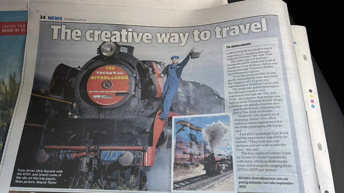 707_operations's tweet photo. Get aboard ! Next weekends tour almost full !
@bakeonbroadway @JacintaAllanMP @BenCarrollMP @Steve_Dimo #Tourism @VicGovDoT #Tourism #Victoria @TaniaMaxwellMP @theheraldsun πππππππ#Melbourne #R707 @RD_Vic #Grainlander #TRAIN #Volunteering https://t.co/xQ62QzFPVP