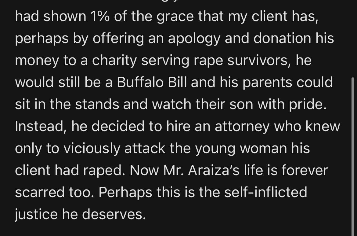 ByAidanJoly's tweet photo. A lengthy statement from Dan Gilleon, the plaintiff’s attorney, on Matt Araiza’s release tonight. https://t.co/fhiqjtHoc4