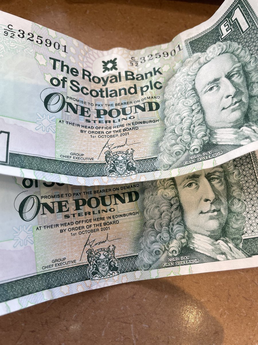 whittingtond7's tweet image. I know it is very, very petty but I’m deliberately not spending these until I get back to Bexhill. Cannot wait to see the 404 error on the sales assistants face in One Stop. #legaltender #scottishmoney #onepoundnote