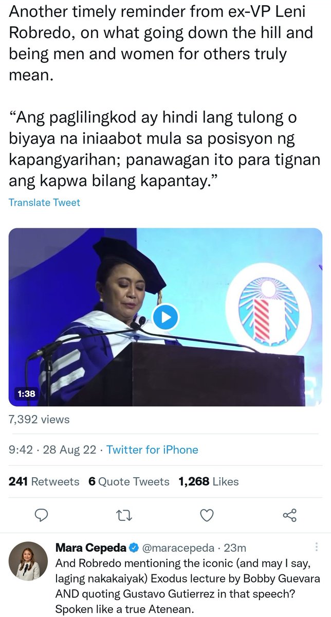 marortoll's tweet photo. Just because she received an honorary doctorate she's now a true Atenean? OMG. No wonder Ateneo's reputation is going down the toilet. https://t.co/dvxnzOQ71q