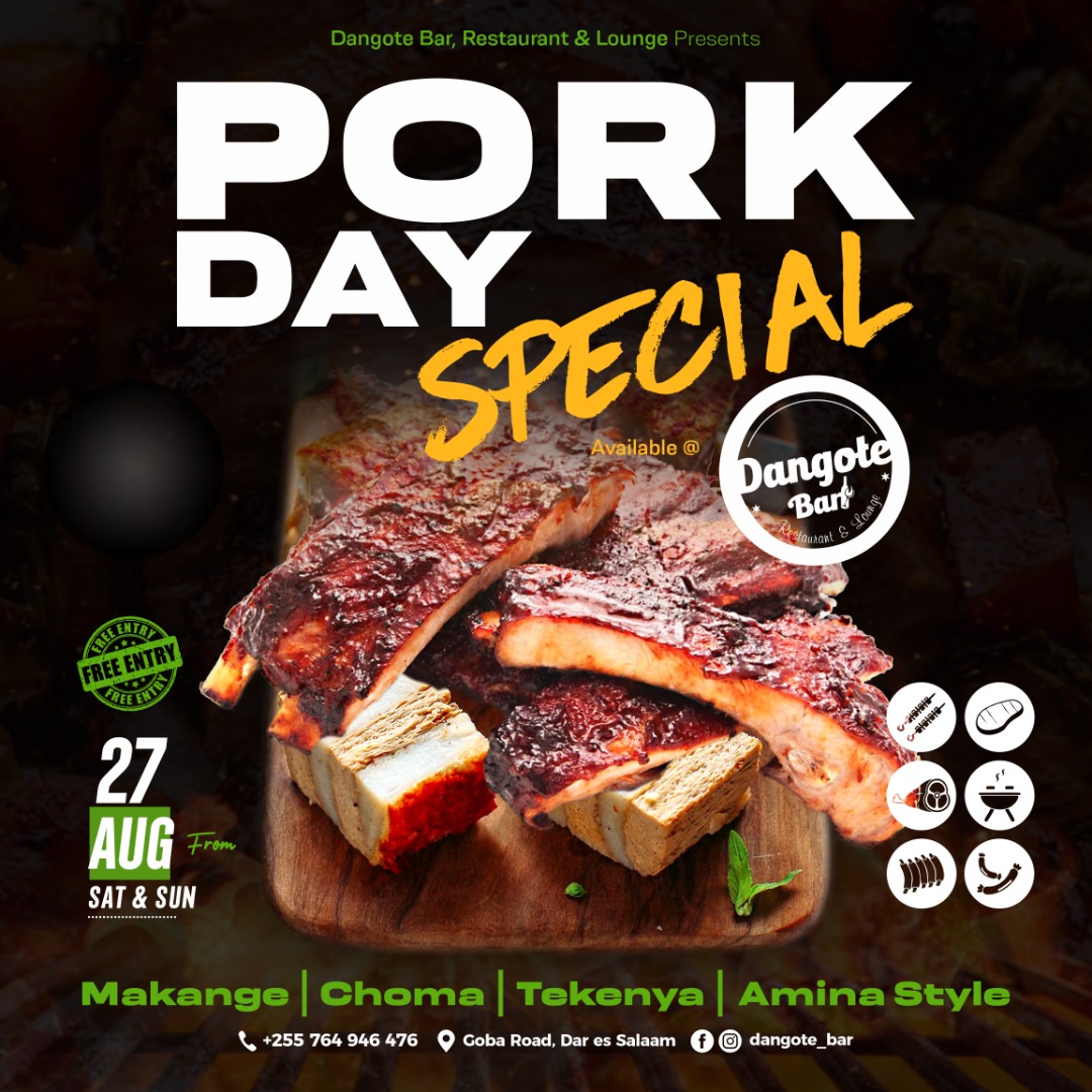 Nyansambo1's tweet photo. Pork Day Special @dangote_bar #Dangotebar #nyasgraphic3d #goba #tanzania #zanzibar #pork #special #makange #choma #Tekenya #aminastyle #daressalaam #bucket #2022 https://t.co/qh6BrQKxQV