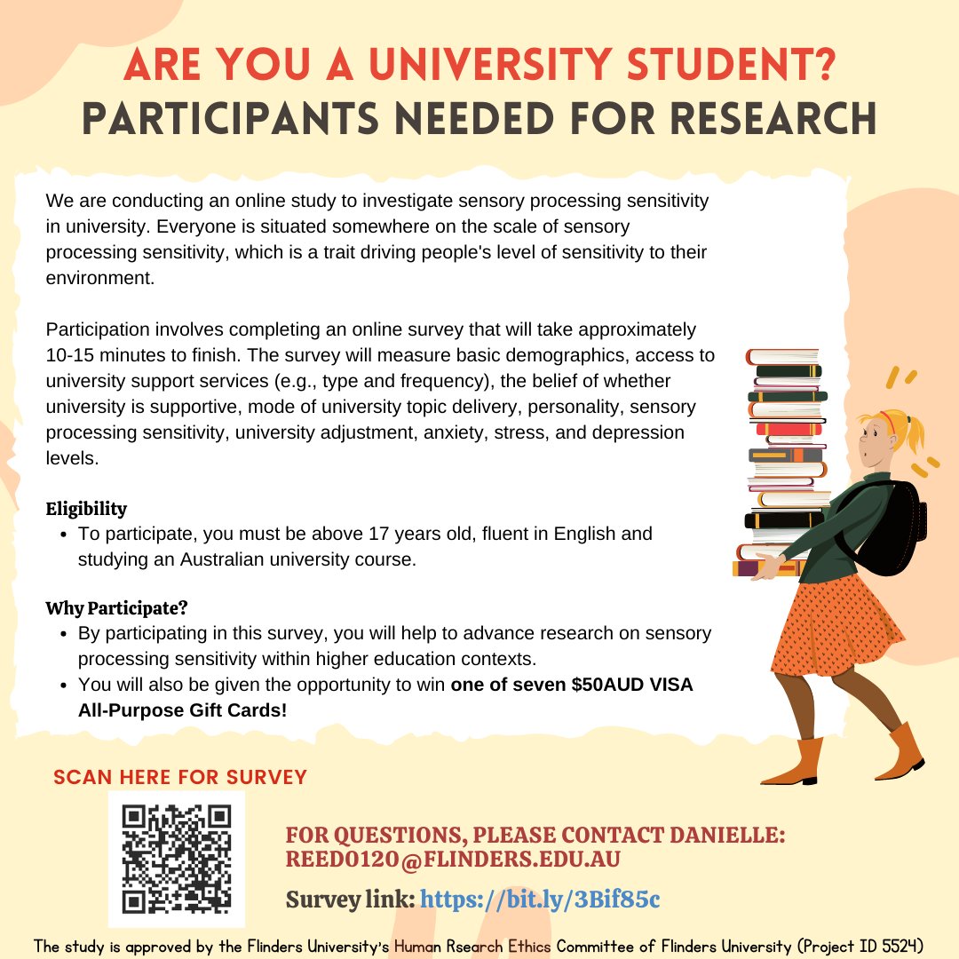 DaniReed_'s tweet photo. Hi everyone! I am looking for university students to participate in completing a 10-15 minute online survey for my thesis. You can win 1 of 7 $50AUD VISA gift cards by participating. Here is the survey link: https://t.co/OoENM27GYD 
Thank you in advance! 🙏 https://t.co/ISLMMrNHL3