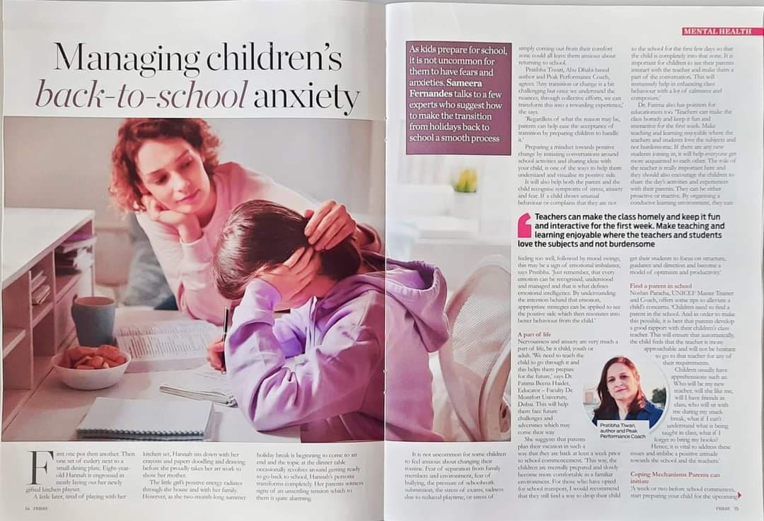 Grateful,humbled and hounered beyond the words for being featured in Gulf News Friday Magazine in back to school anxiety.
Read more about its handling.
coachpratibha.com/managing-child…
#gulfnews #anxietrelief