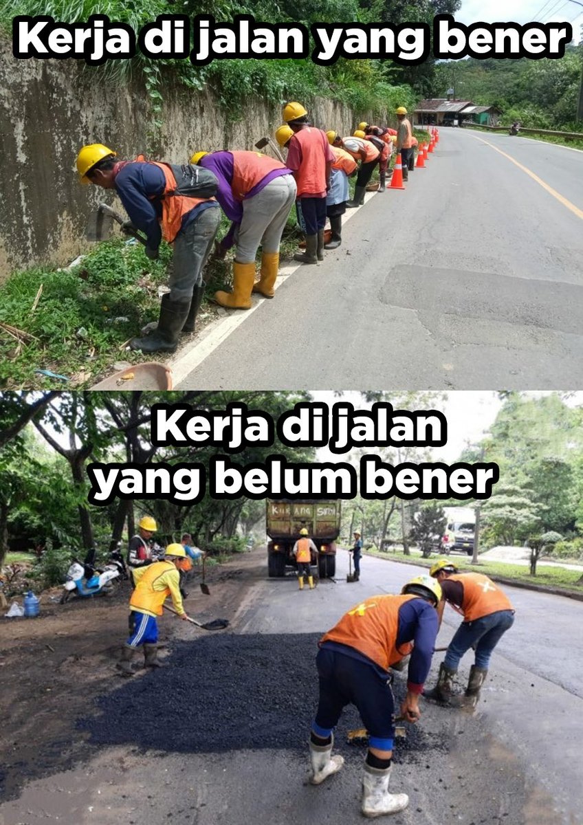 KemenPU's tweet photo. kadang-kadang kerja di jalan yang tidak benar tu gak papa juga ya https://t.co/jhNmw1It0Y