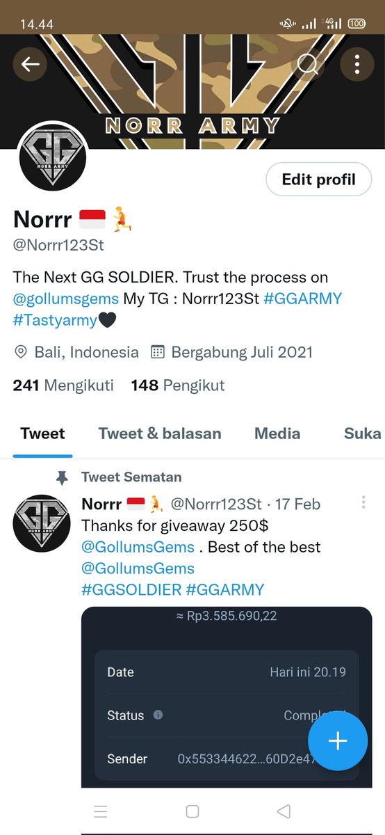 Norrrr123St's tweet photo. I'm not really good at making stories on Twitter but I've shown my loyalty here since last year until now. @GollumsGems ๐ฅ๐ค
#GGARMY
#GGTAKEOVER https://t.co/q3q8JTHpdU