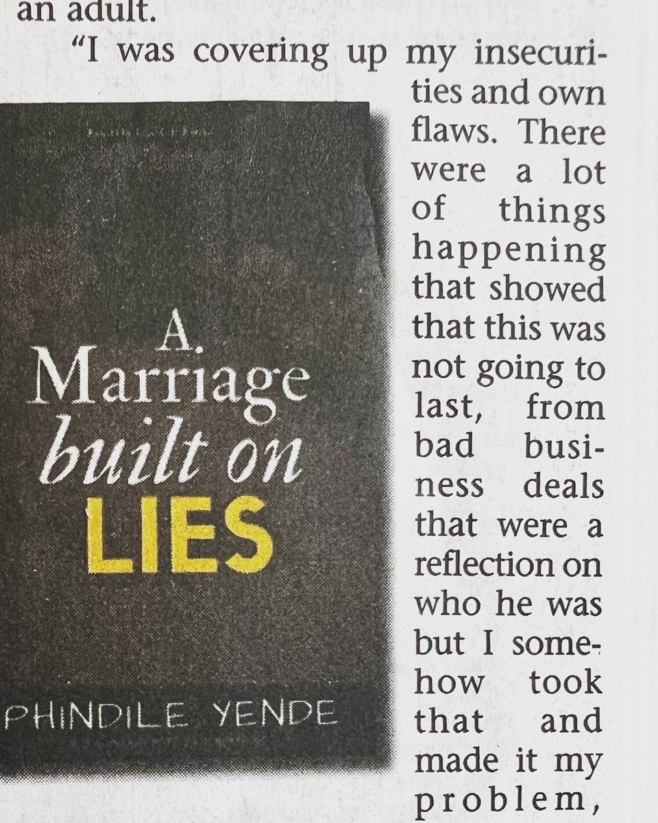 PhindileYende's tweet photo. @thesundayindependent reviews A Marriage Built on Lies, a review in reference to #moneoa story. That many of us women yearn to hear more lies to soothe painful truths, as stipulated in the book. That we want to be comforted by our own perpetrators. #marriage #love https://t.co/YR6yOPlTUT