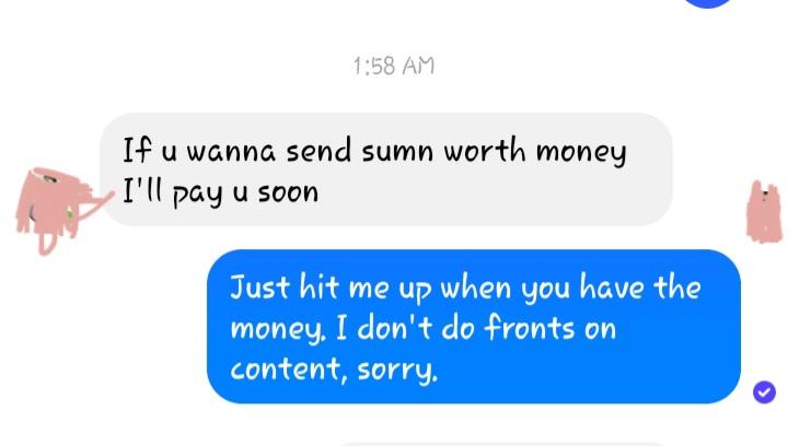 evilhagbitch's tweet photo. The caucasity of some fuckin men...this isn't even his first offense of bullshit messages and honestly he should be banned from messaging any and all s3x workers 🤷🏼‍♀️ https://t.co/7oqH1djeRJ
