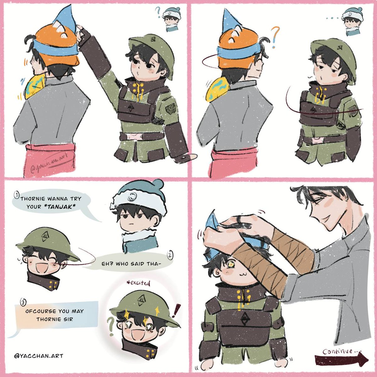 yacchanart's tweet photo. Thornie baby is curious about Sopan's tanjak. Is this how Sopan will treat our baby? 🤔
.
.
#BoBoiBoy #BoboiboySopan #BoBoiBoyFanart #boboiboydaun #boboiboyduri #boboiboythorn https://t.co/B2vBKLroIV