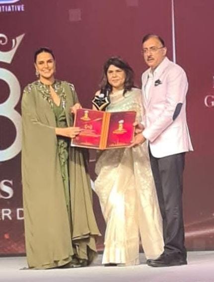 SunbeamBhagwan1's tweet photo. Sunbeam gets another feather in the cap:
Having contested with the best schools of international standard, Dr.Deepak Madhok &amp; Ms. Bharti Madhok , Chairman and Director, Sunbeam Group of Educational Institutions, Varanasi proudly receive Excellence in Edupreneurship Award- 2022 https://t.co/OhuSpORQYQ