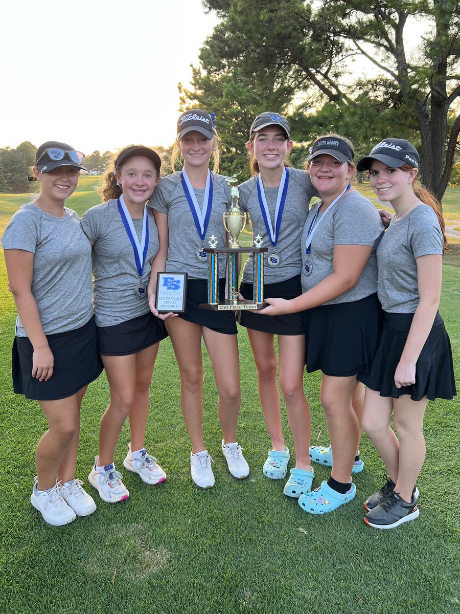 SWHSLadyGolf's tweet image. Runner up finish today at the Wildcat Shootout hosted by Franklin Simpson 🏆@ainslee_cruce brings home runner up on the individual side. 🏌️‍♀️ Jenna and Mallory go personal KHSAA low rounds and Sydney H logs her first 18 hole tournament. A great day to be a Spartan ⚔️