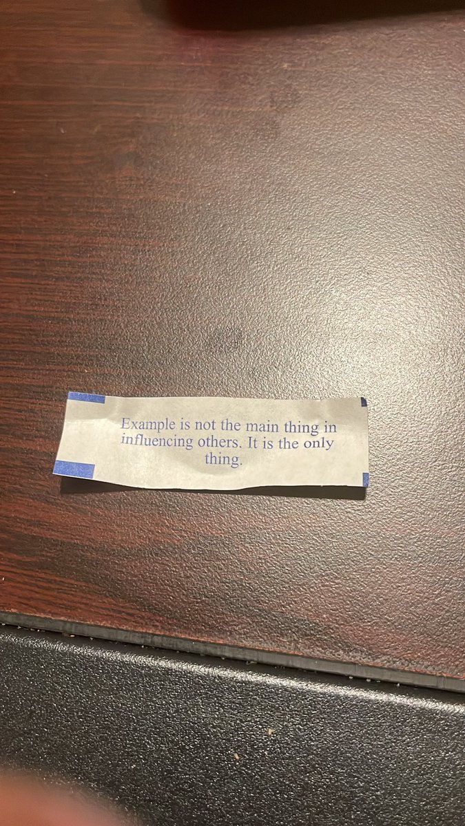 Fortune cookies are hilarious to me because 99.9% of the time they’re not deep or insightful

If an example is the only thing influencing others, it’s still the main thing.

Also, those lottery numbers are bullshit. Not one powerball jackpot. https://t.co/1iqPfQaJt7