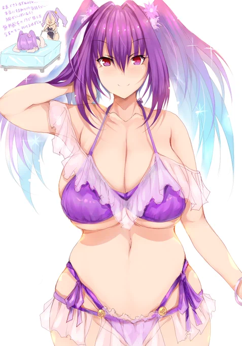 水着スカディさん 
出て欲しいので祈願の為の宗教絵画 

本来できるはずなのだ…
本当に申し訳ないという気持ちで胸がぉいっぱいなら
どんな排出テーブルでも無料配布の様に回した人に金枠で出られるはず!

来てよ
(毎度店で謝罪してくるスカディさんを見つつ) 
#FGO 