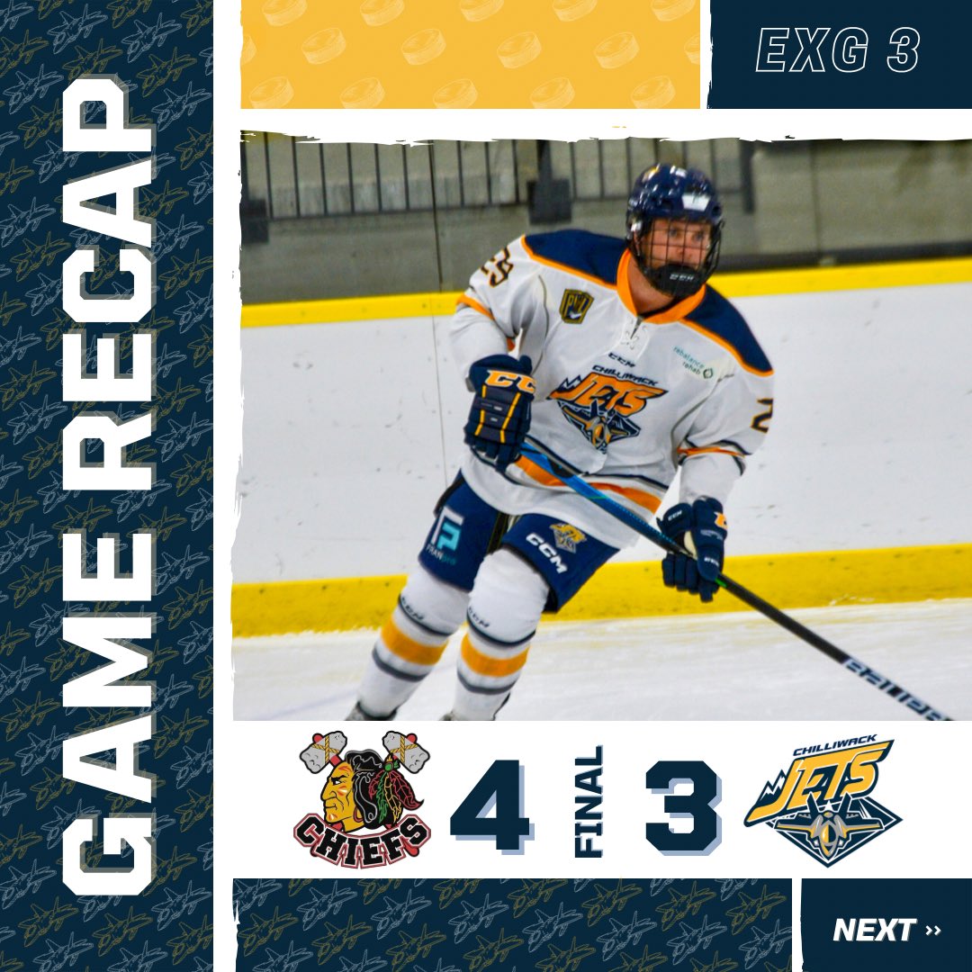 ChilliwackJets's tweet photo. Chiefs Battle Back and Take Down Jets.. 🛩

Shots 37 KEL to 31 CHWK

(G) Malay (A) Metcalfe
(G) Adriano (A) Eising, Baldwin
(G) Tiller

Rematch game tomorrow in Hope at 5:00 PM. 🥊

#jetlag #letsgojets #gojetsgo #pjhl #preseasonrust #jetsdowned #refueling #preparingforbattle https://t.co/6l6DscbZvJ