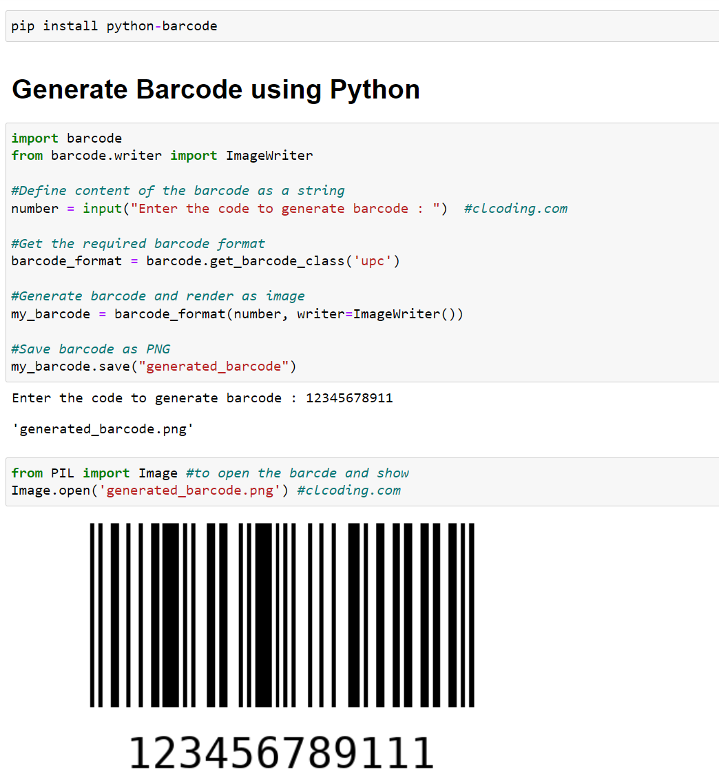 clcoding's tweet photo. Day 93 : Generate Barcode using Python https://t.co/fNUTwZgECQ https://t.co/eq6CnInFHu