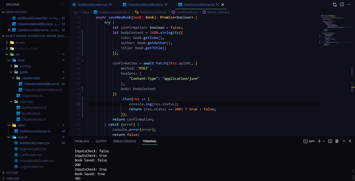 da8ah_tiber's tweet photo. Day 81/100: Sending data to backend.
Utilizando el formulario para el envío de datos al backend Bookstore para almacenar nuevos libros.
#100DaysOfCode #ReactNative #Typescript #Expo #UIKitten #MVVM https://t.co/M4Be68QZOB
