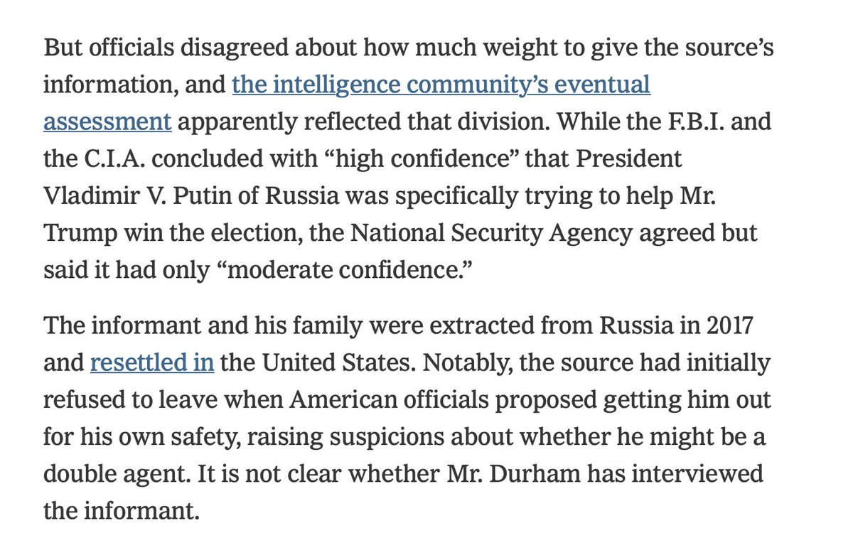 That's the source that Brennan used to stand up the Intel Community Assessment that Putin helped Trump to win the election. Rogers disagreed because of Brennan's source quality--he clearly was not 'close to Putin' who knew his 'innermost thoughts', he was an admin guy.