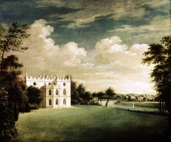 Paphos, Cyprus in art #24 Johann Heinrich Müntz (1727-1798) German, Strawberry Hill, Twickenham from the South, oil on canvas 1755-9. Yale Library. The house's then owner Sir Horace Walpole once wrote: 'Strawberry Hill is grown a perfect Paphos. 'T is the land of beauty'.