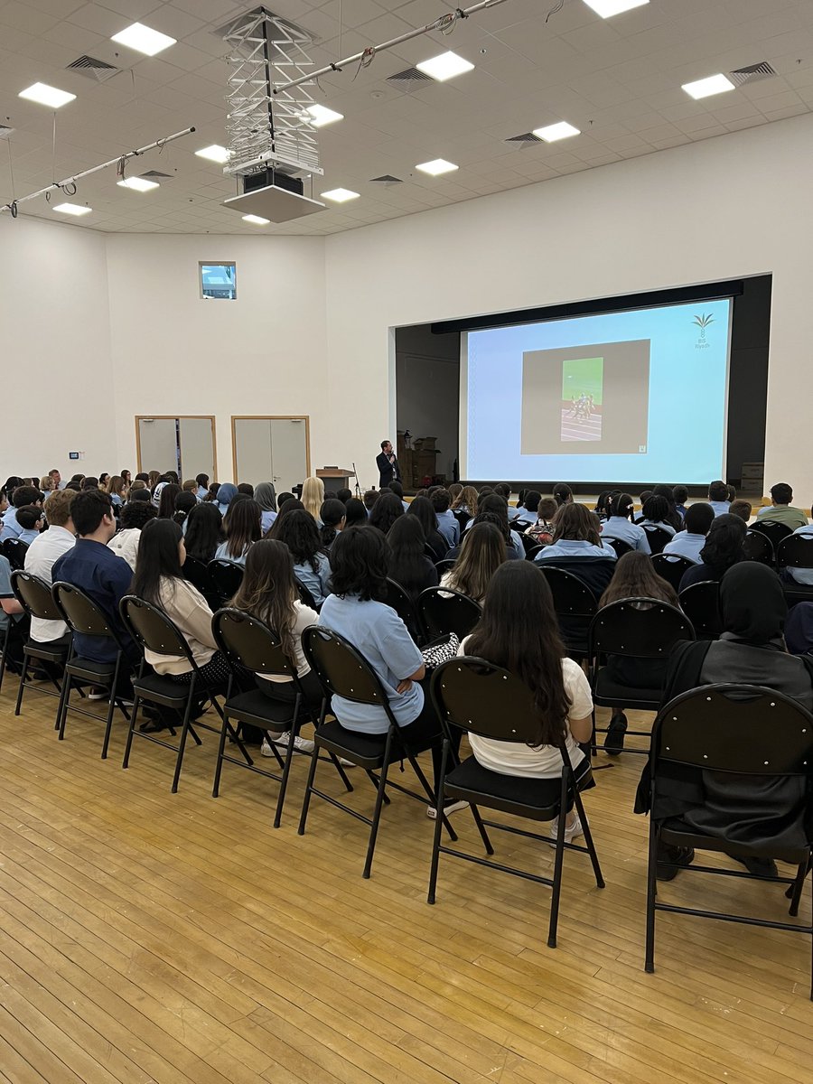 BISRDQPrimary's tweet photo. Senior school welcome from Mr Daly this morning #wearedq @BISRDQ https://t.co/lwY4VMjgoH