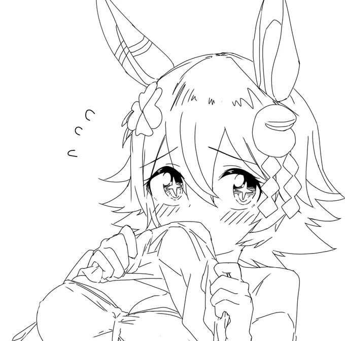 照れる水着フクちゃん(Skeb納品下絵)
 #ウマ娘 