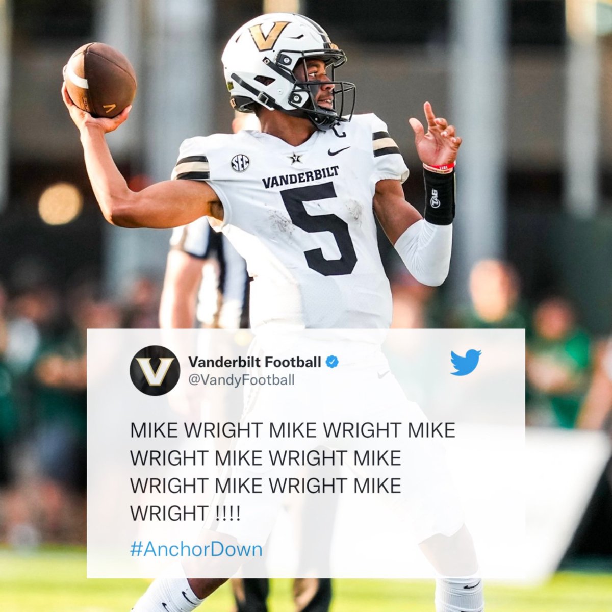 SEC's tweet photo. Have a day, @mike5wright! 🫡

13 completions for 146 yards, 2 TD
13 rushes for 163 yards, 2 TD

@VandyFootball x #SECFB https://t.co/pvyzquXU6N