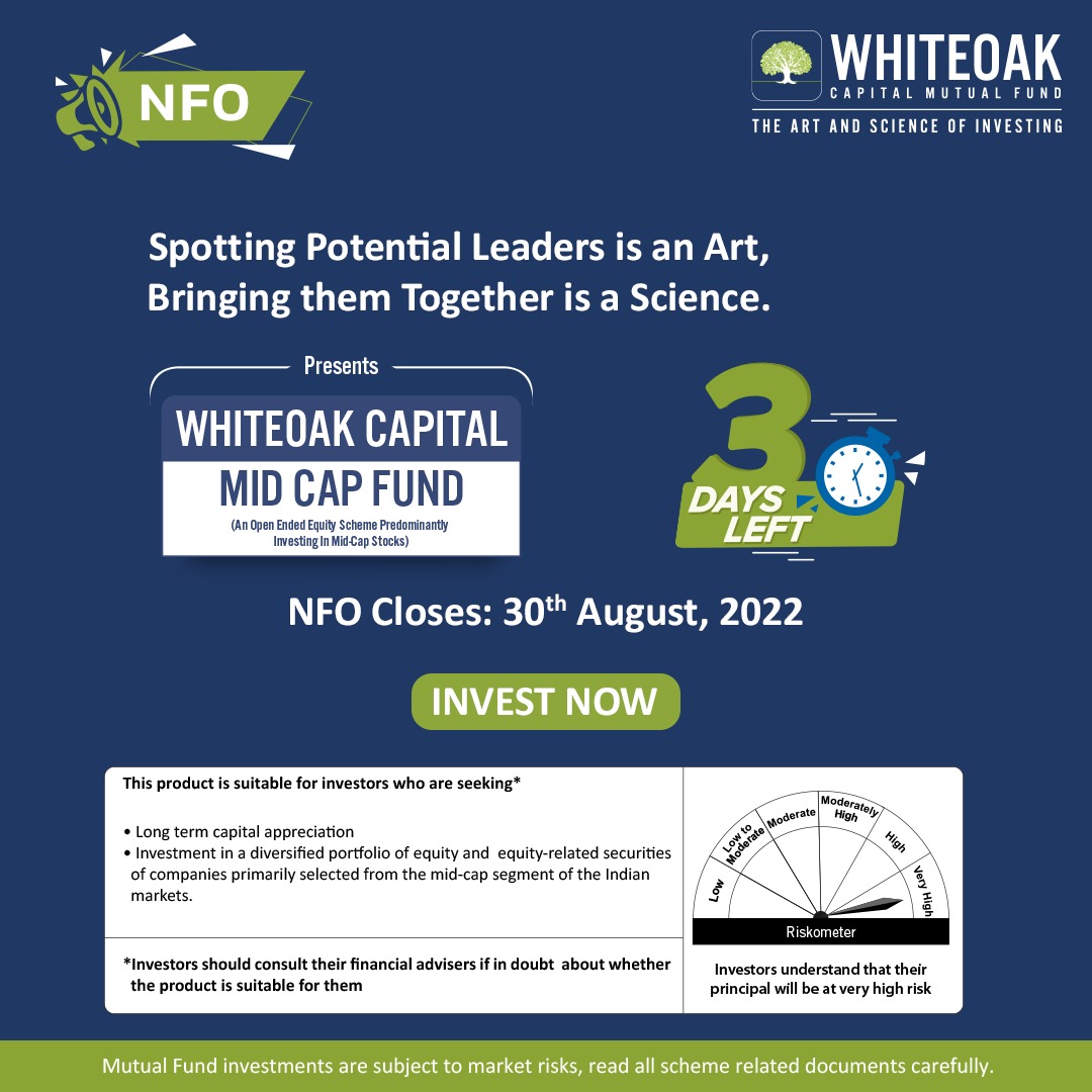 WhiteOakCap's tweet photo. Only 3 days left for #WhiteOakCapital Mid Cap Fund NFO. Start investing now! https://t.co/MXpPBGARqa
#WhiteOakCapitalMutualFund #WOMidCap #NewFundOffer #EquityFund #WealthBuilding #WealthCreation #Wealth #FinancialGrowth #FinancialPlanning #MutualFunds #Investments #Investing https://t.co/UyUpw1PDZS