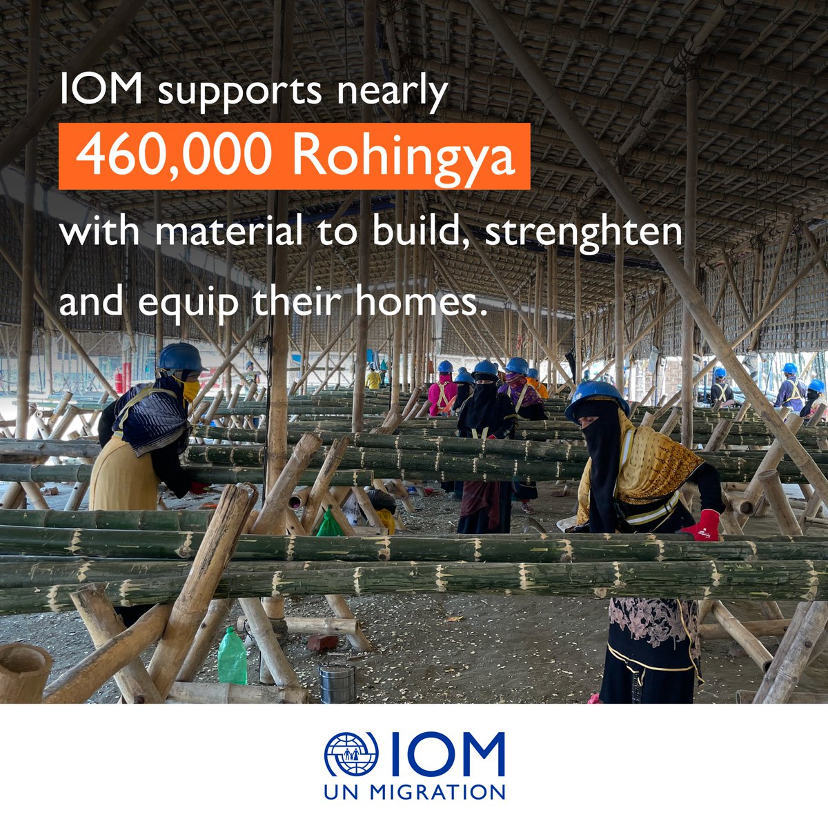 IOMBangladesh's tweet photo. Rohingya refugees in 🇧🇩 live in homes made from tarpaulin sheets & bamboo often susceptible to insect attacks. To extend the life & durability of the bamboo,@UNmigration constructed the world’s largest bamboo treatment facility in a humanitarian setting.
#SolidarityWithRohingya https://t.co/aDA4cJco4z