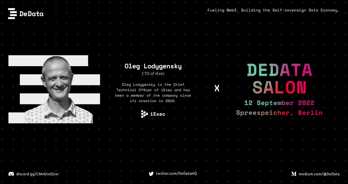 CoinRLCto700's tweet image. 📢 Anuncio del orador

Oleg, CTO de @iEx_ec hablará en el Salón #DeData @BerBlockWeek 🗣️

Aprende cómo la infraestructura descentralizada de iExec permite un fácil acceso y monetización de conjuntos de datos y recursos informáticos. $RLC 💡

Entradas: dedata.com/events/berlin2…